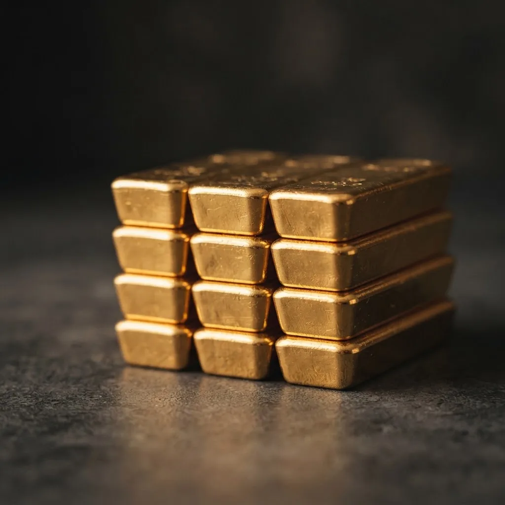 Stacked gold bullion bars